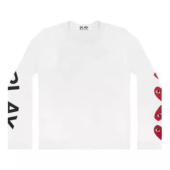Футболка long sleeve printed logos t-shirt 61 'white' Comme Des Garcons Play, белый