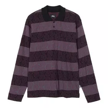 Футболка long sleeve swirl polo shirt 'rugby' Stussy, фиолетовый