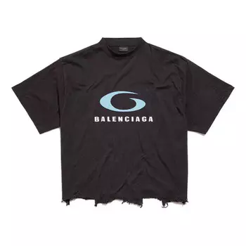 Футболка loop sports icon cropped t-shirt 'black' Balenciaga, черный