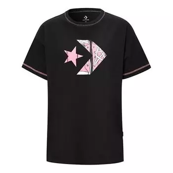 Футболка loose printing round neck short sleeve black Converse, черный