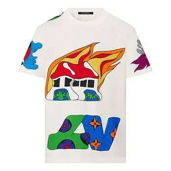 Футболка LOUIS VUITTON LV SS21 Cartoon Logo Print For Men White, белый