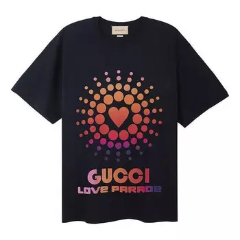 Футболка love parade cotton t-shirt 'black' Gucci, черный