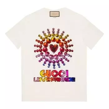 Футболка love parade t-shirt 'white multi' Gucci, белый