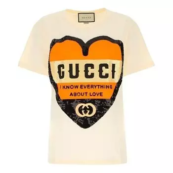 Футболка love print oversize t-shirt 'sunkissed' Gucci, белый