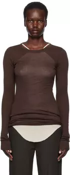 Футболка LS коричневая Hollywood Rib Rick Owens