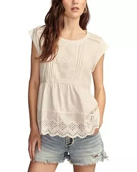Футболка Lucky Brand Embroidered Peplum Tee, цвет Whisper White