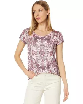 Футболка Lucky Brand Printed Scoop Neck, цвет Pink Combo