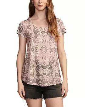 Футболка Lucky Brand Printed Scoop Neck Tee, цвет Beige Multi