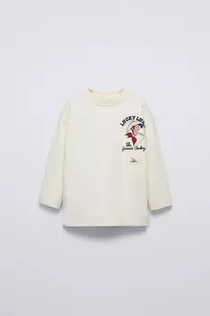 Футболка lucky luke ZARA, экрю