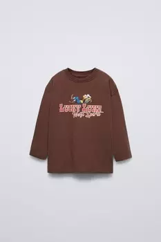 Футболка lucky luke ZARA, коричневый