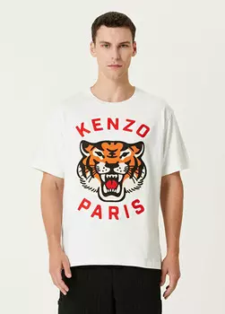Футболка Lucky Tiger с логотипом Kenzo, белый