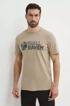Футболка Lush Logo T-shirt Fjallraven, бежевый