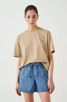 Футболка Люси с отделкой крючком из 100% хлопка Hush, коричневый