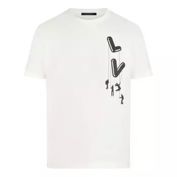 Футболка lv ss21 paratrooper print pullover for men white Louis Vuitton, белый
