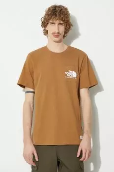 Футболка M Berkeley California Pocket S/S из хлопка The North Face, коричневый