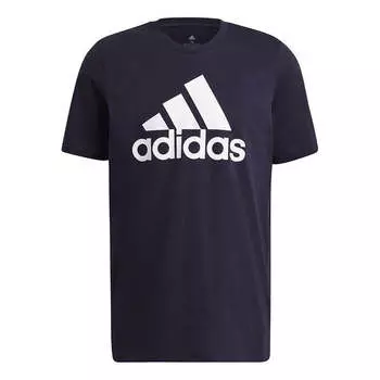 Футболка m bl sj t logo printing sports round neck short sleeve blue Adidas, синий