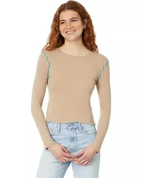 Футболка Madewell Contrast-Stitched Crewneck Crop, цвет Dark Oat