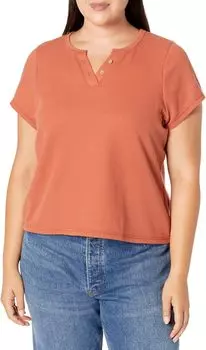 Футболка Madewell Plus Split-Neck Henley Tee, цвет Afterglow Red