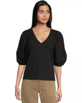 Футболка Madewell Puff Sleeve V-Neck Tee, цвет Jet Black