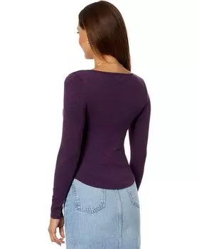 Футболка Madewell Split-Neck Long-Sleeve Tee, цвет Smoldering Plum
