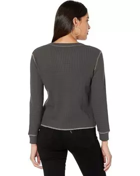 Футболка Madewell Waffle Split-Neck Crop Tee, цвет Coal