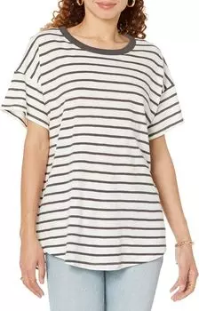 Футболка Madewell Whisper Cotton Crewneck Tee in Darville Stripe, цвет Lobster Stripe