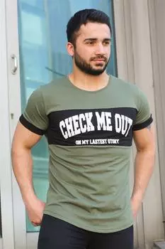 Футболка мужская Madmext с контрастной вставкой, хаки