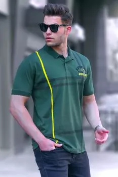 Футболка поло мужская Madmext с полосками, хаки