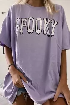 Футболка женская Madmext свободного кроя с принтом, сиреневый