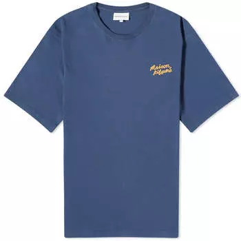 Футболка Maison Kitsune Maison Kitsune Handwriting Regular, цвет Blue Denim