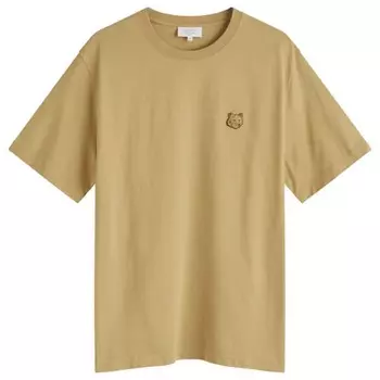 Футболка Maison Kitsune с яркой нашивкой в виде головы лисы Maison Kitsun, цвет cardamon