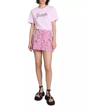 Футболка Maje Taminostrass с украшением Paris, розовый
