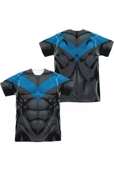 Футболка / майка из полиэстера с коротким рукавом для взрослых в синей форме Batman Nightwing (принт спереди/сзади) Gildan