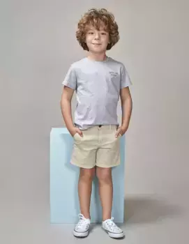 Футболка мальчика с короткими рукавами и принтом на спине Gocco, светло-серый