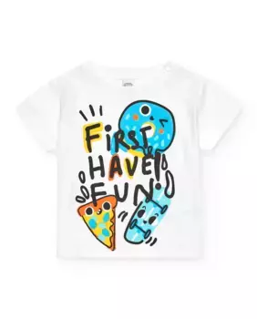 Футболка мальчика с короткими рукавами и рисунком спереди Tuc tuc, белый