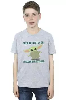 Футболка «Мандалорец Грогу не слушает» Star Wars, серый