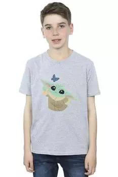 Футболка «Мандалорец, ловящая бабочек» Star Wars, серый