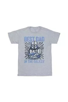 Футболка Mandalorian Best Dad Galaxy Star Wars, серый