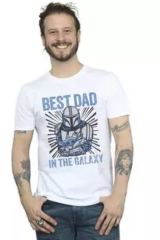 Футболка Mandalorian Best Dad Galaxy Star Wars, белый
