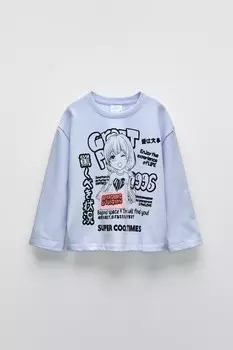 Футболка манга ZARA, синий
