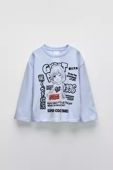 Футболка манга ZARA, синий
