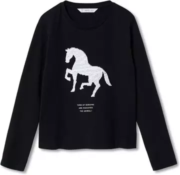 Футболка Mango Animals T-Shirt, черный