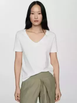 Футболка Mango Chalapi V-Neck, белый