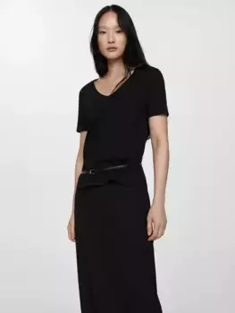 Футболка Mango Chalapi V-Neck, черный