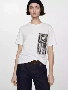 Футболка Mango Patxi Crochet, белый