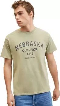 Футболка Mango T-Shirt Nebraska, хаки