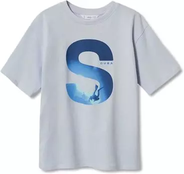 Футболка Mango T-Shirt Scuba, цвет Celeste