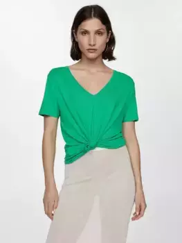 Футболка Mango Vispi V-Neck, зеленый