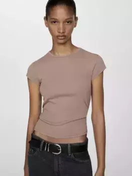 Футболка Mango Zani Rib, цвет light/pastel/brown