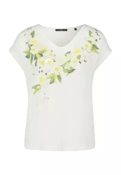 Футболка, манжеты, V-образный вырез, женская zero, цвет Patch Creamg